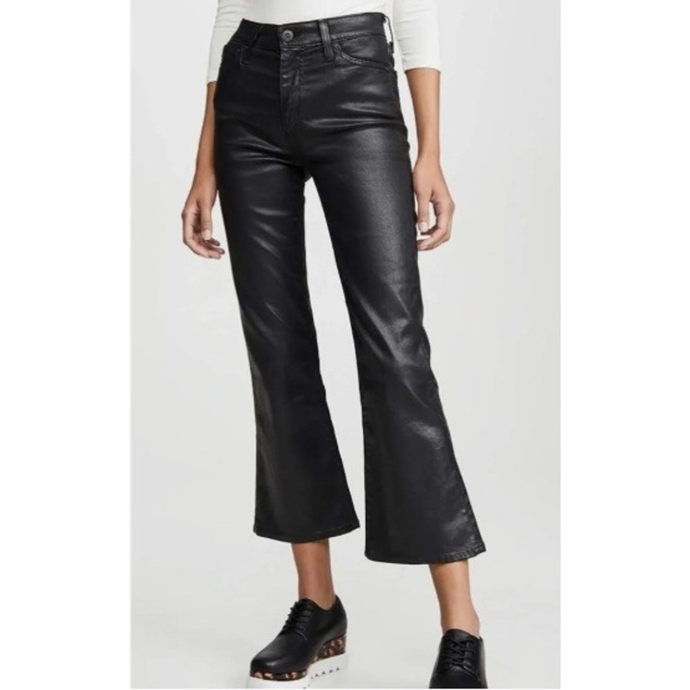 AG Quinne Crop Jeans Coated‎ Denim Black High Rise Kick Flare Womens size 30